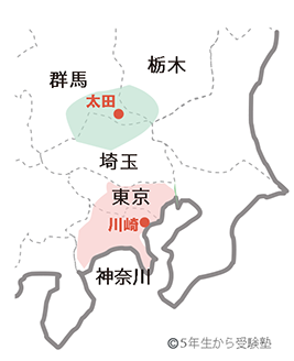 京浜工業地帯と関東内陸工業地域の地図